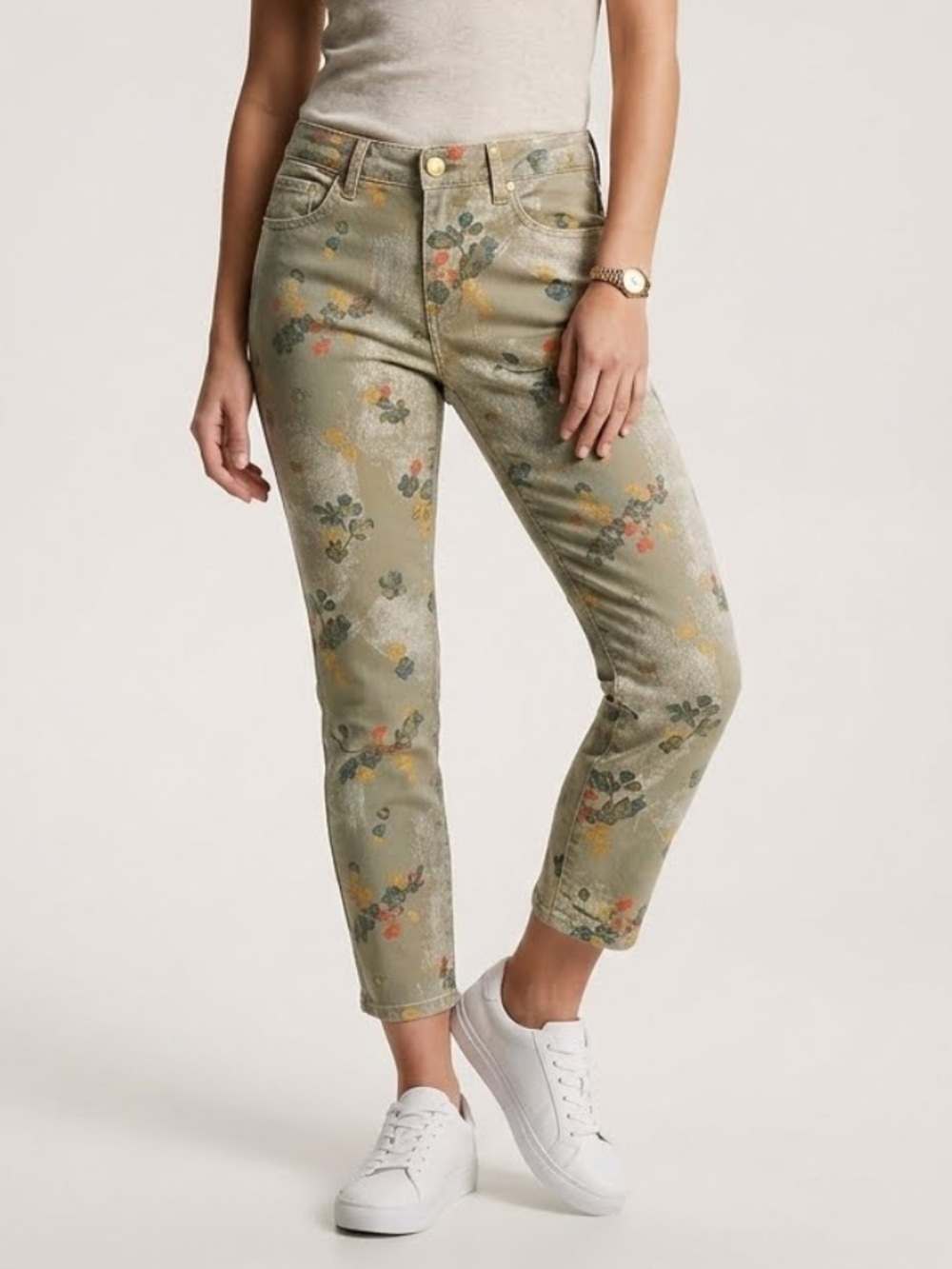 TOMMY HILFIGER Vintage 90’s Floral Ankle Crop Skinny Jeans Size 8